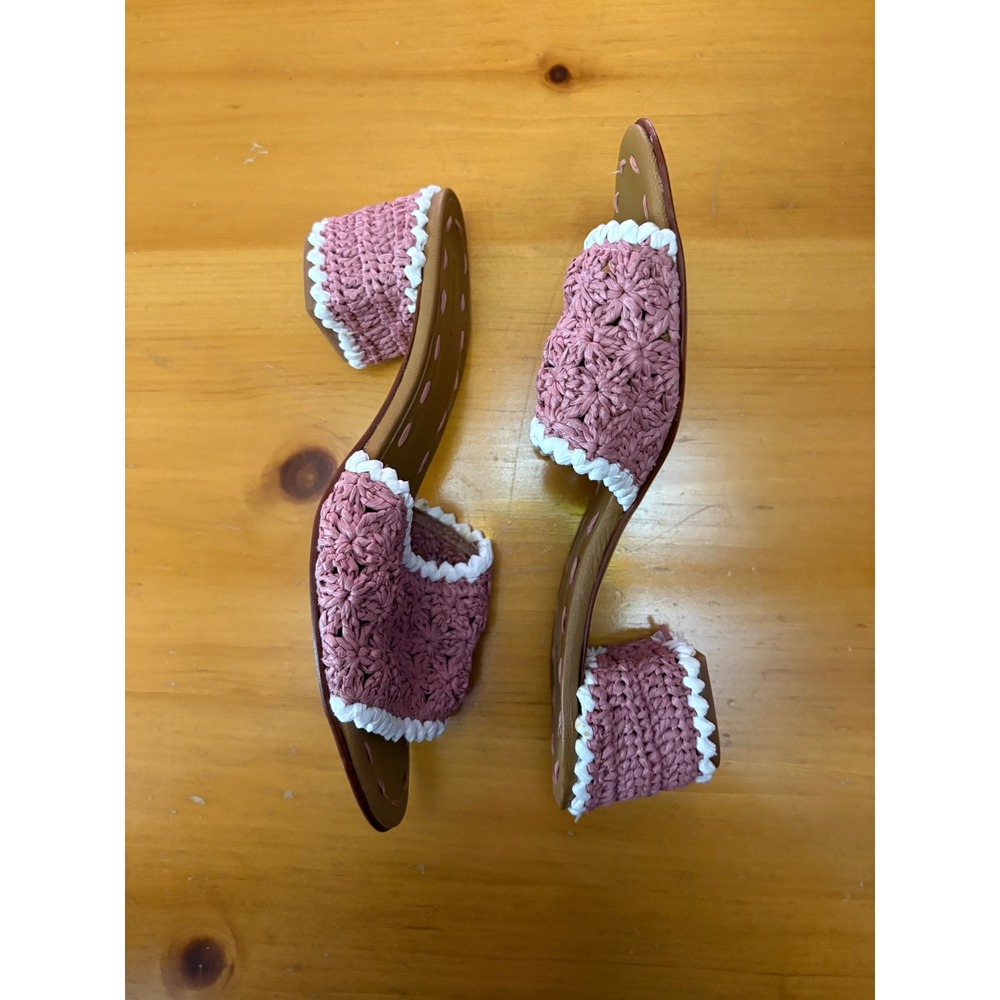 Carrie Forbes ABDEL Rose White Raffia Open Toe Slip On Mule Sandals Size 40